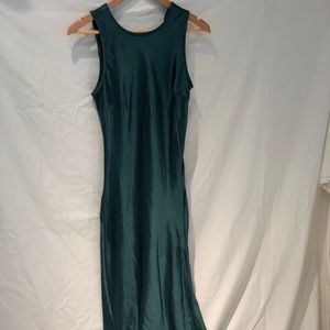 Long Green silk dress open back